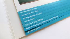 Rückstichheft mit Treppenregister